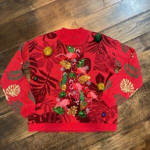 NWT flamingo ugly Christmas sweater size Small